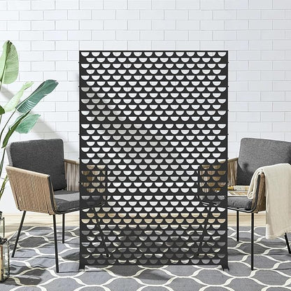 Domi Metal Privacy Screens and Panels with Free Standing, Freestanding Outdoor Indoor Privacy Screen, Decorative Privacy Screen for Balcony Patio Garden, Semi-Circular Shape