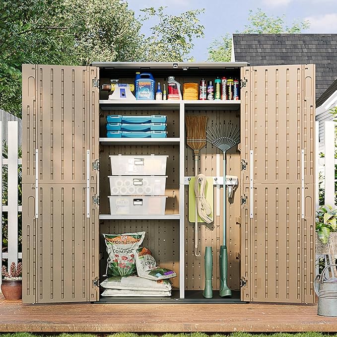 Aoxun Outdoor Storage Shed, 64 Cu.Ft Vertical Storage Sheds, Resin Sheds Outdoor - Image 2