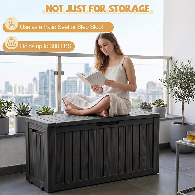 Outdoor Storage Box Waterproof, 150 Gal Gen 2 Resin Deck Box - Image 7