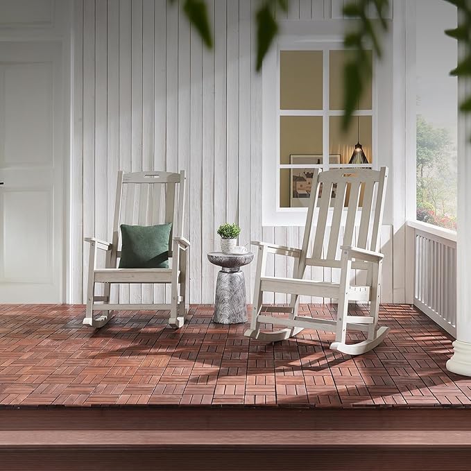 Outdoor Rocking Chairs Set of 2, Oversized Porch Rocker | Weather Resistant - Image 6