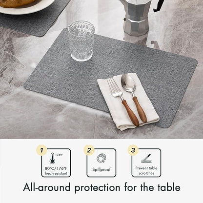 Faux Leather Placemats Set of 4 Vinyl Washable Wipeable Table Mats for Kitchen Dining Table Heat Resistant Waterproof Modern Indoor/Outdoor Placemats Non-Slip Easy Clean Place Mats (Stargaze)