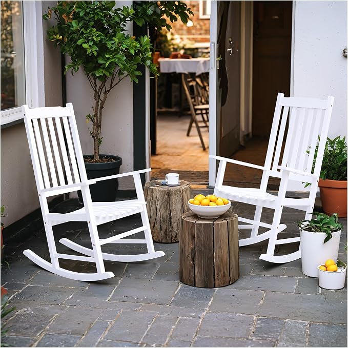 Flamaker Acacia Wooden Rocking Chair Outdoor Rocking Chair | Oversized Wooden - Image 7