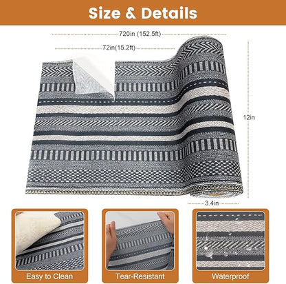 20 Pieces Boho Disposable Table Runners Roll 12x72 Inch, Non-Woven Waterproof Runners with Tear Line, Bohemian Decor for Wedding, Party, Events, Rustic Table Decorations Supplies (Stripe Grey)