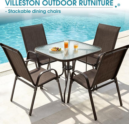 24.4" Wide Outdoor Patio Stackable Chairs Set of 4, Outside Furniture - Image 9