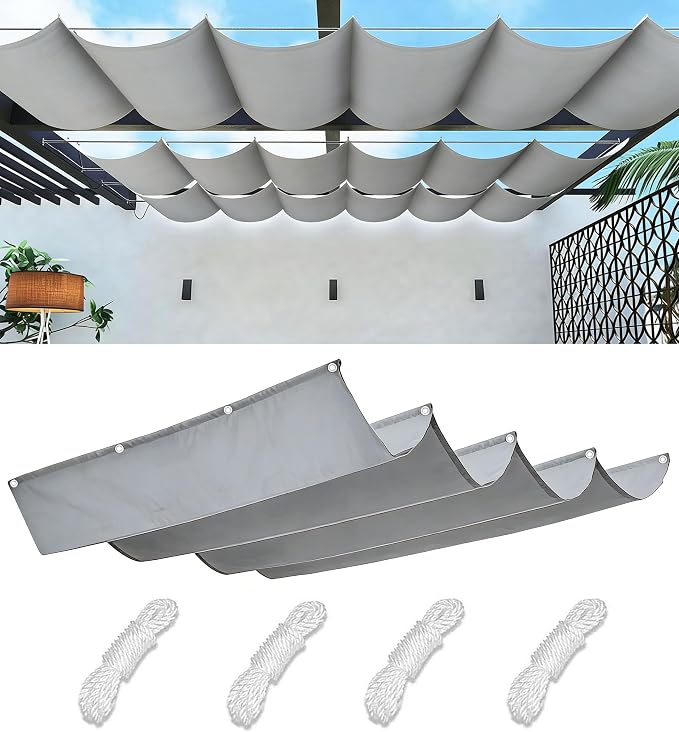 Outdoor Retractable Pergola Canopy 10' x 26' Waterproof Shade Cover by WoaceSunShadeSail