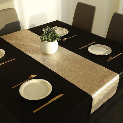 Fave Gold Table Runners 60 Inches Heat Resistant Table Runner Line Shaped Short Table Runner Washable Table Mats for Wedding Party Banquet Event Dining Decoration (Line )