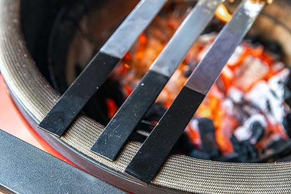 1” Wide Flat Cast Iron Skewers (Set of 5) – Heavy-Duty BBQ Sticks in 22”, 27”, 32” – Koobideh, Tandoori, Kebab Grilling – With Storage Bag – By India’s BBQ (22 inches)