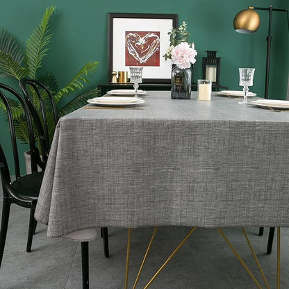 LIBERECOO Vinyl Tablecloth with Flannel Backing, Premium Gray, Waterproof, Stain-Resistant, Easy-Clean Table Cover for Dining, Kitchen, and Outdoor Use, 60" x 60" Square