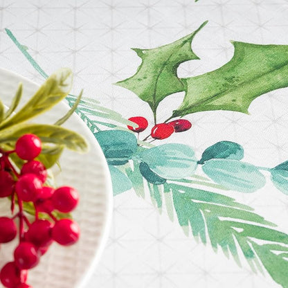 Maison d' Hermine Table Cloth Round Table 100% Cotton 69 Inches Fall Tablecloth Reusable Everyday Use for Thanksgiving Christmas Decorations Dining Farmhouse Party (Poinsettia Christmas)