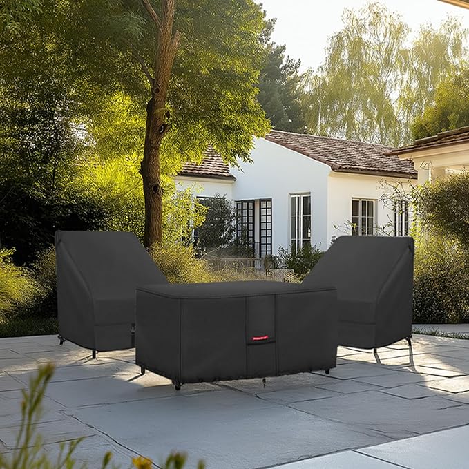 Porch Shield Patio Fire Pit Cover - Waterproof 600D Outdoor Rectangular Fire Table Cover Deck Box Protector - 48 x 28 inch, Black