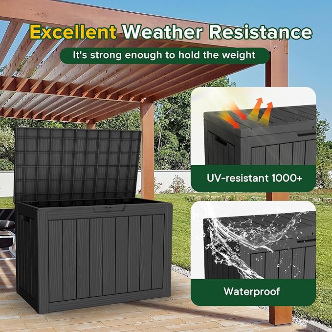 46 Gallon Outdoor Deck Box, Lockable Waterproof Outdoor Storage Boxes - Image 3
