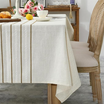 Chassic 60 x 60 inches Farmhouse Style Linen tablecloths, Wrinkle Resistant Washable Dining Room Table Cloths for Square Tables - Cream