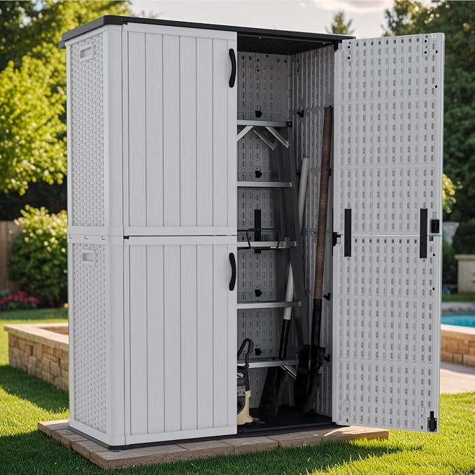 Patiowell 50 cu.ft Plastic Outdoor Storage Shed, Lockable Waterproof Resin - Image 6