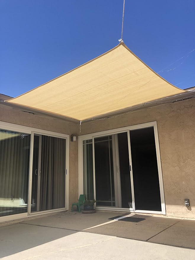 Eden's Decor Straight Flat-Edged Sun Shade Sail Rectangular 5' x 8' Wheat - Image 8