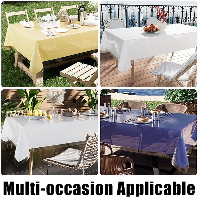 Smiry Rectangle Table Cloth 60x120 Inch, Waterproof Wipeable Vinyl Tablecloths Protector, Oil Spill Proof Plastic Table Cover for Dining, Picnic, Camping, Outdoor, Clear
