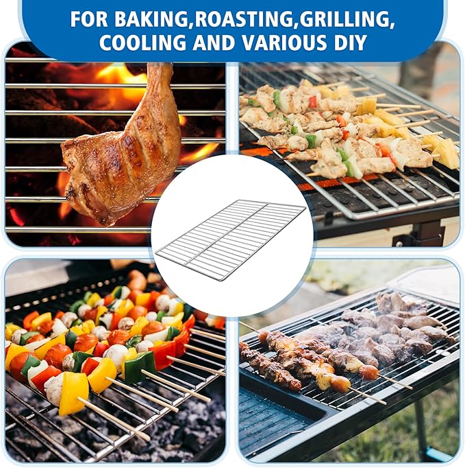 KEESHA BBQ Grill Mesh Metal Stainless Steel Barbecue Grill Grates Replacement - Barbecue Grilling Grid Wire Mesh, Multifunction Cooking Net for Outdoor Grill 2 Pack (15 3/4''*11 13/16'')