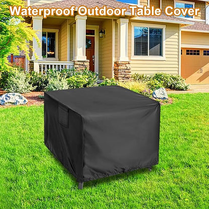 Outdoor Table Cover Square 46 inch Patio Table Cover Waterproof Patio Furniture Covers Rectangular for Outside Small Table and Chair Sets, Fire Pit, Coffee Table, Ottoman-46"L x 46"W x 28"H