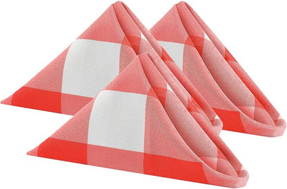 Buffalo Plaid Table Napkins Set of 50 Checkered Cloth Napkins 17x17 inch Washable Dinner Gingham Pattern Napkins Soft Napkins for Wedding Party Dining Banquet(Red and White)