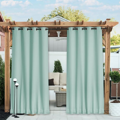 NICETOWN 2 Panels Thermal Outdoor Curtains Windproof W52xL72 Aqua Blue | by NICETOWN