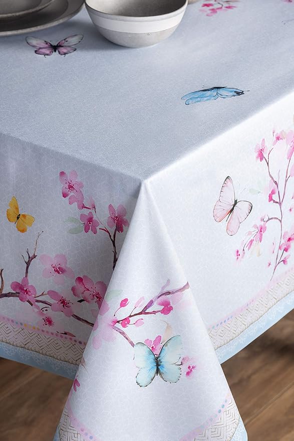 Maison d' Hermine Table Cloth Rectangle Table 100% Cotton 60 x 120 Inches Tablecloth Reusable Decorative for Dining Room, Farmhouse, Home, Party, Festive & Wedding Spring Summer - Blossoms in Spring