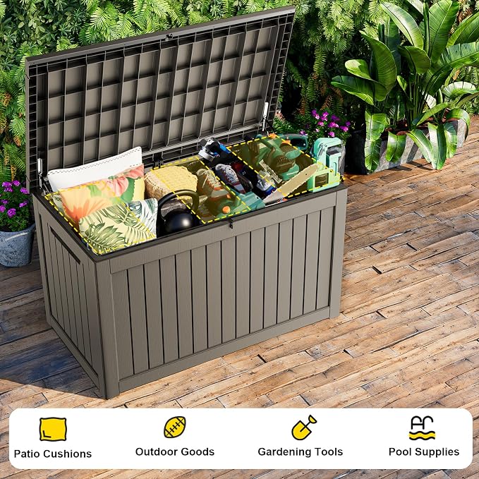 320 Gallon Large Outdoor Storage Box Waterproof, UV Resistant Resin Deck Box - Image 5