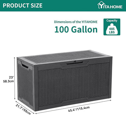 YITAHOME 100 Gallon Large Resin Deck Box Outdoor Storage Boxes - Image 6