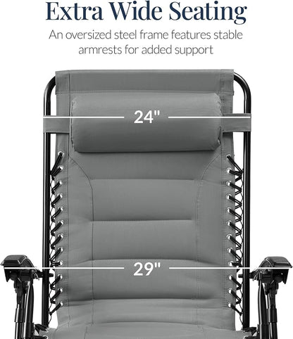 Best Choice Products Oversized Padded Zero Gravity Chair, Folding Outdoor Patio - Image 3
