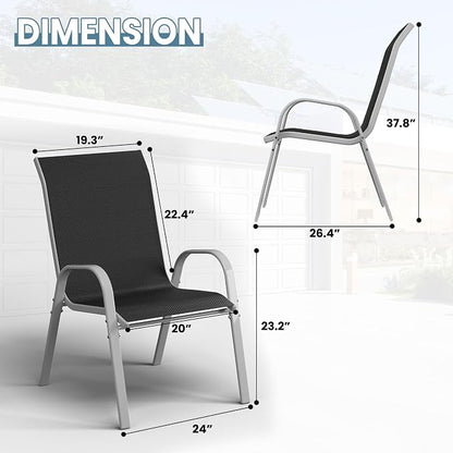 Amopatio Patio Chairs Set of 6, Stackable Outdoor Dining Chairs - Image 3