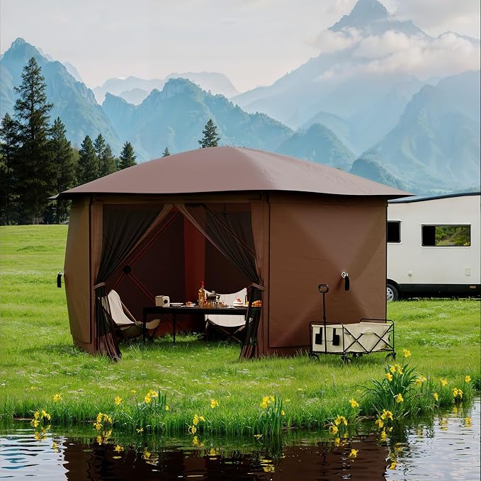 13FT Pop-Up Gazebo Tent with Mesh Netting, Removable Top & Wind Cloths | - Image 8