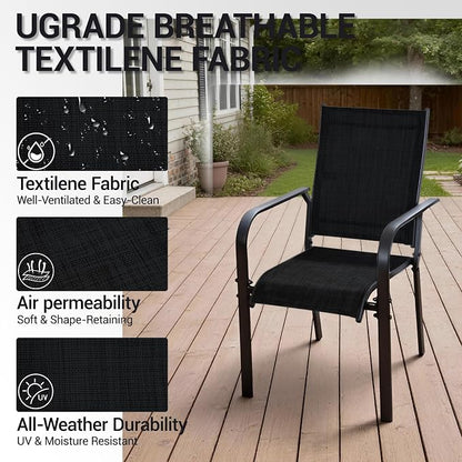Patio Dining Chairs Set of 4, All-Weather High Back Textilene Stackable Chairs - Image 6