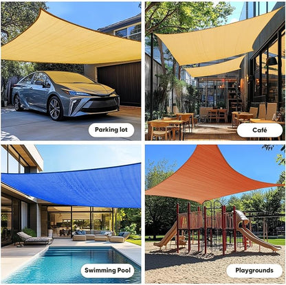 Quictent Sun Shade Sail for Patio w/Hardware Kit 185GSM 20x20ft Sand | Square - Image 2