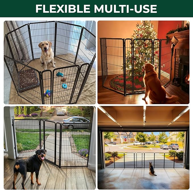 FXW Dog Gate Extra Wide Designed for Indoor Use, Adjustable Width Up to 55-inch Wide (45" H 2 Wire Panels for Large Dogs), Black