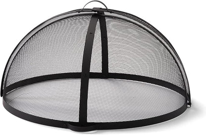 SUNCREAT Outdoor Fire Pit Spark Screen Cover Accessory, Patio Round Easy-Opening Fire Mesh Screen Guard, Heavy Duty Steel Fire Pit Ember Lid with Hinge, 32 Inch