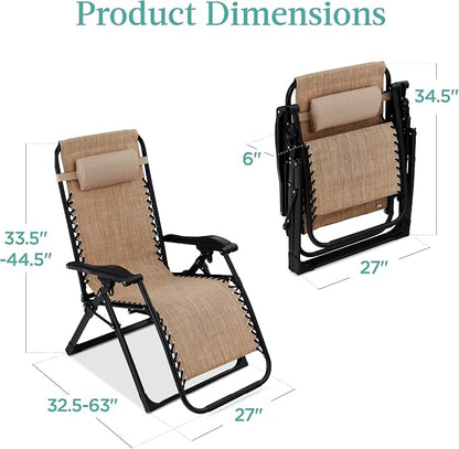 Best Choice Products Oversized Zero Gravity Chair, Folding Outdoor Patio - Image 3