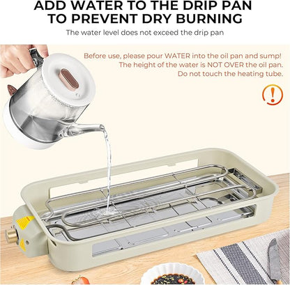 Pukomc Electric Indoor Grill,2 in 1 Indoor Grills for Kitchen with Grill Net & Non-Stick Cooking Removable Plate, Temperature Control, Dishwasher Safe, 1800W Large Smokeless Griddle