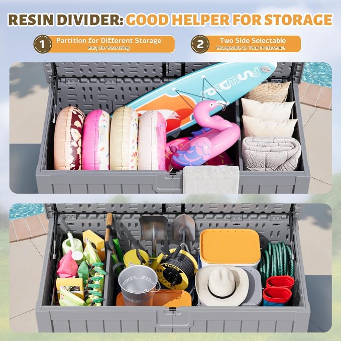 Flamaker 250 Gallon Resin Deck Box, XXL Waterproof Storage Box - Image 5