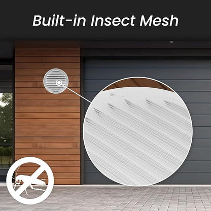 Repa Market 5 Inch (Opening Dimensions) Round Air Vent Cover/Galvanized Steel Louvered Grill Cover with Mesh Screen/Wall or Ceiling Vent/HVAC Register for DIY Home Improvement