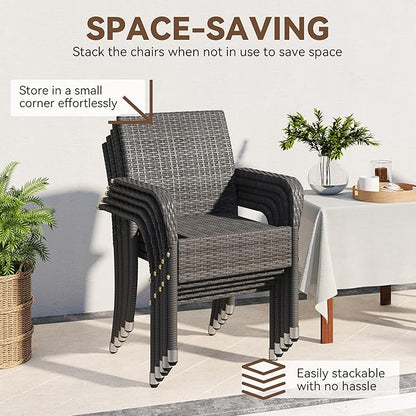 Yaheetech Set of 2 Stackable Outdoor Rattan Dining Chairs, All-Weather Firepits - Image 4