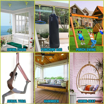BETOOLL Swing Hangers Heavy Duty Porch Swing Hanging Kit for Ceiling Mounts Playground Tree Swing Hanger Indoor Outdoor Swingset Hardware Brackets Hooks 2400lb Yoga Hammock Accessories Yellow 2PCS