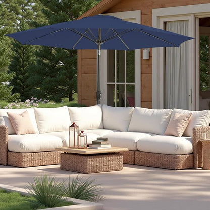 9 FT Outdoor Umbrella Table Umbrella outdoor patio Navy | Large UPF50+ - Image 5