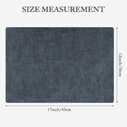 Faux Leather Heat Resistant Placemats Set of 4 – Waterproof Oilproof Wipeable Dining PU Vinyl Place Mat Easy Clean Table Mats for Kitchen/Dining/Party/Holiday, Navy Blue