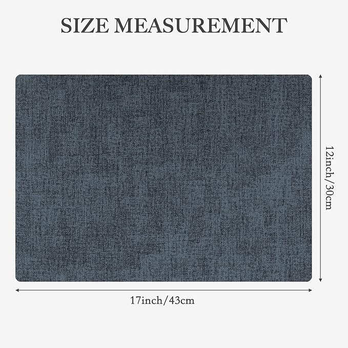 Faux Leather Heat Resistant Placemats Set of 8 – Waterproof Oilproof Wipeable Dining PU Vinyl Place Mat Easy Clean Table Mats for Kitchen/Dining/Party/Holiday, Navy