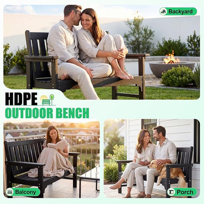 JUMMICO High-Density Polyethylene Outdoor Garden Bench, Ergonomically Designed - Image 6