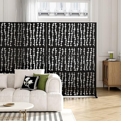 Casaphoria Metal Privacy Screen Outdoor, 72" H x 47" W Freestanding Decorative Privacy Screen for Patio Deck Balcony Garden with Stable Base, Black-David