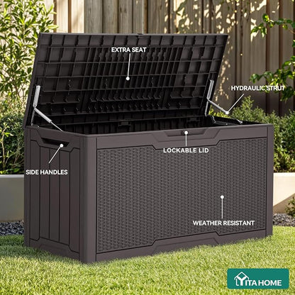YITAHOME 80 Gallon Outdoor Storage Box | Large Water Resistant Resin Deck Box - Image 2