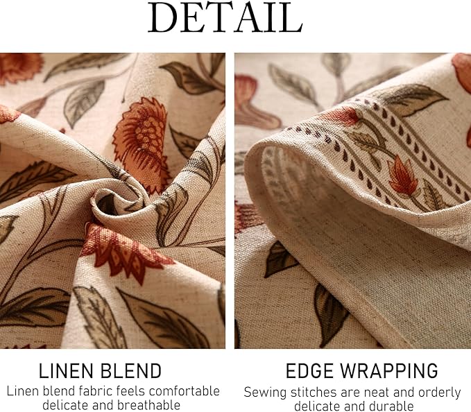 ISAENNE Designer French Small Square Tablecloth,Linen Orange Floral Pattern Indoor Table Cloth,Wrinkle Resistant Decor Table Cloth for Dining Thanksgiving Kitchen Party,55"*55"-Alvarado D