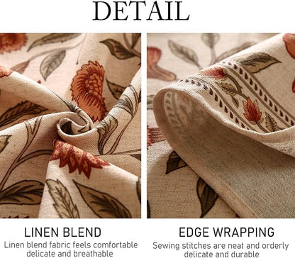 ISAENNE Designer French Long Tablecloth Rectangle,Linen Orange Floral Pattern Indoor Table Cloth,Wrinkle Resistant Decor Table Cloth for Dining Thanksgiving Kitchen Party,63"*102"-Alvarado D