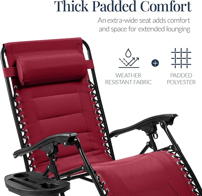 Best Choice Products Oversized Padded Zero Gravity Chair, Folding Outdoor Patio - Image 4