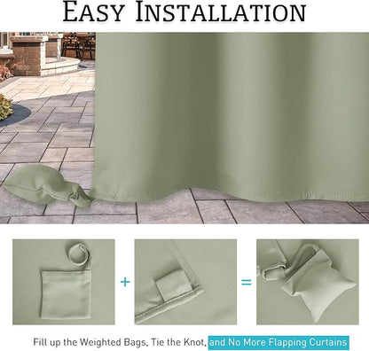 RYB HOME Outdoor Curtains for Patio Waterproof, Windproof - Image 5