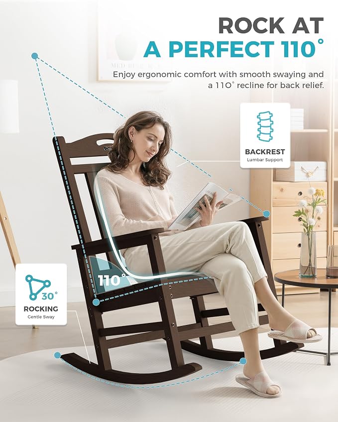 Oversized Outdoor Rocking Chairs, High Back Patio Rockers - Image 4